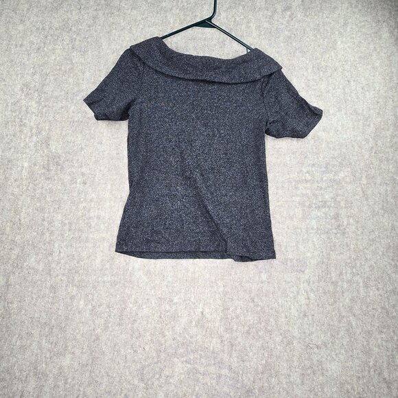 Rafaella Womens Gray Short Sleeve Cowl Neck Knit Top S 100% Cotton - Picture 2 of 7